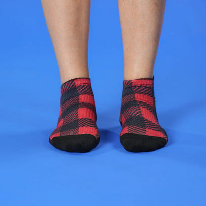 Red Plaid Ankle Compression Socks