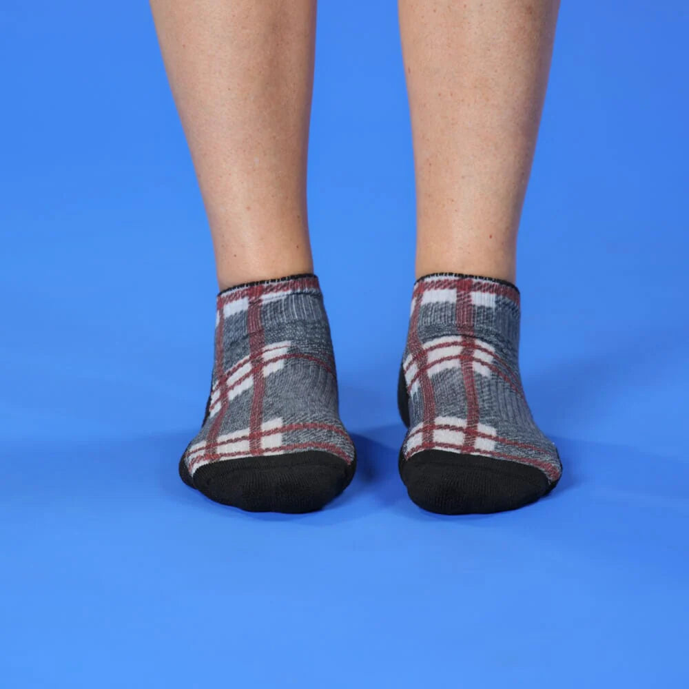 Grey Tartan Ankle Compression Socks