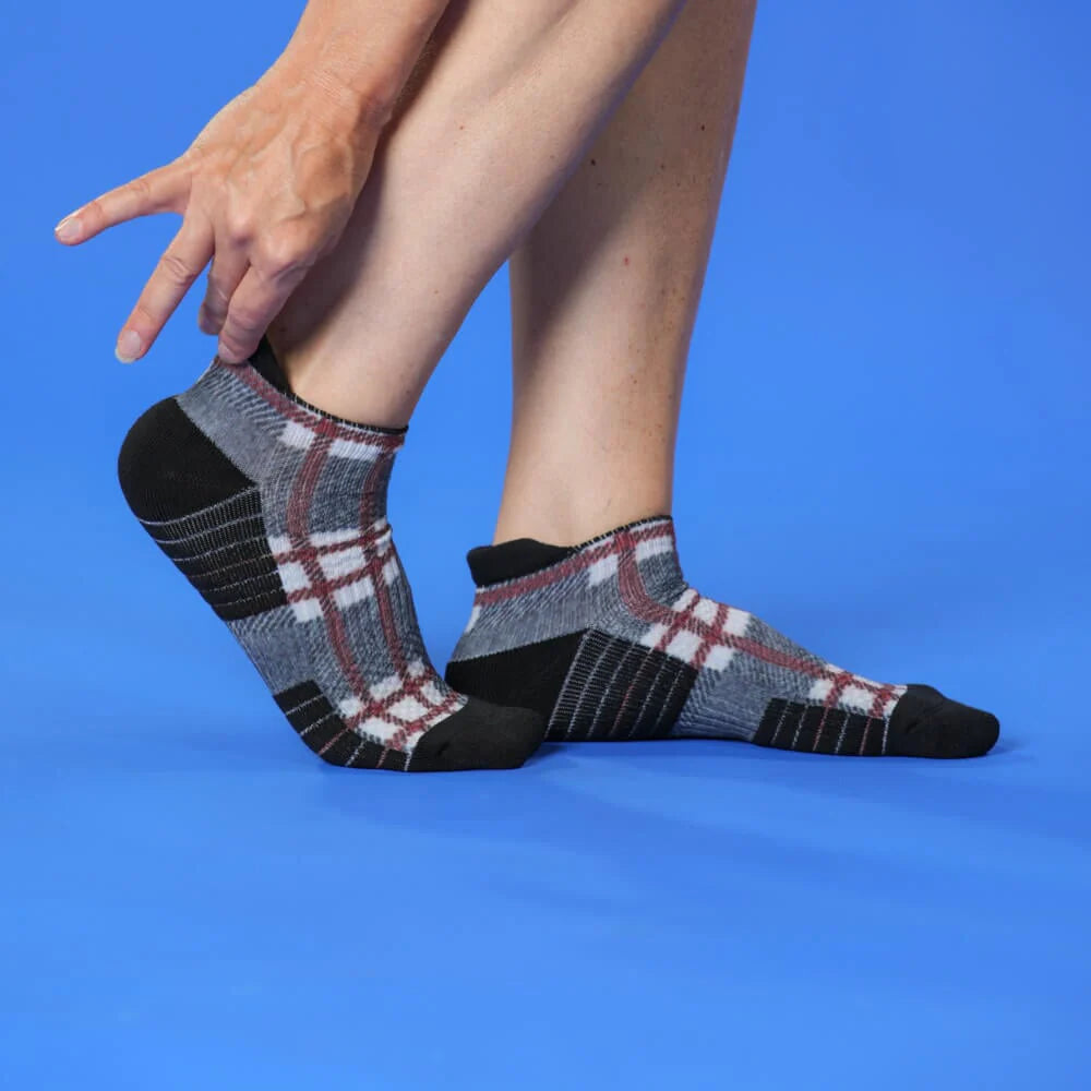 Grey Tartan Ankle Compression Socks